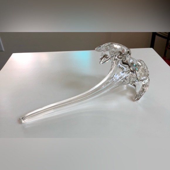 Hand Blown Clear Art Glass Lily Trumpet Flower - Picture 3 of 6